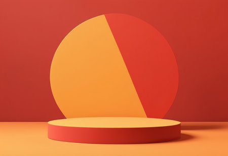 Abstract minimal scene with red podium. Award ceremony concept. 3d renderの素材