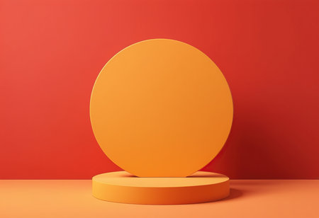 Abstract minimal scene with geometrical forms. Red background. 3d renderの素材