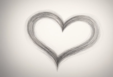 Heart drawn with a brush on a white background. Love concept.の素材