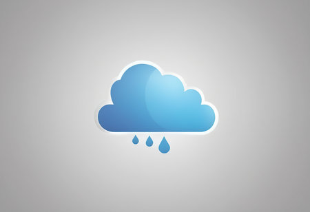 Cloud icon with rain drops on gray background. 3D illustration.の素材