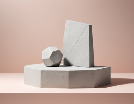 Minimal abstract scene with geometric shapes. 3d renderingの素材