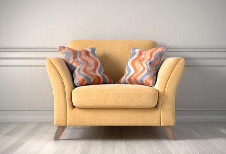 interior with yellow armchair. 3d render illustration mock upの素材