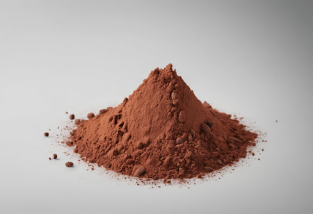 Cocoa powder isolated on a white background. Selective focus.の素材