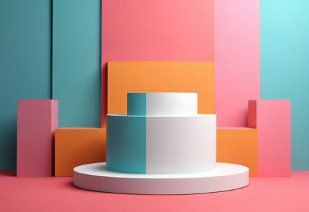 3d render, abstract background, geometric forms, podium for product displayの素材