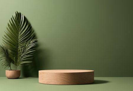 Minimalist abstract background, primitive geometrical forms, green wall, 3d renderの素材
