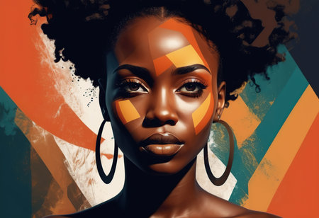 Beautiful African American woman with creative make-up.の素材