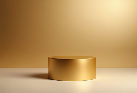 3d rendering of golden podium for product display. Minimalistic background.の素材