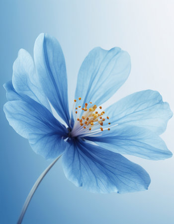 Blue Hibiscus flower on blue background. Shallow dof.の素材