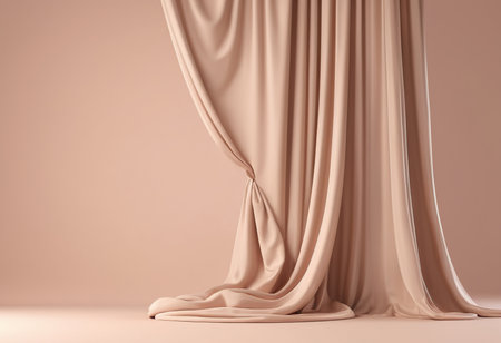 Curtain on a beige background. 3d render illustration.の素材