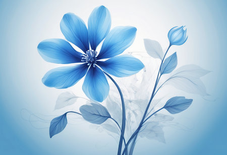 Blue flower on a blue background. Floral design element. Vector illustration.の素材