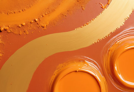 Colorful oil paint smears on a canvas as a background.の素材