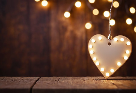 Valentine's day background with heart shape bokeh lights.の素材