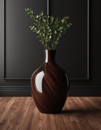 Vase with eucalyptus on the floor. 3d renderingの素材