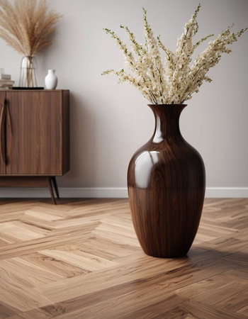 Interior of modern living room with vase, 3d renderの素材