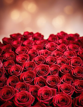 Red roses on bokeh background, Valentine's dayの素材