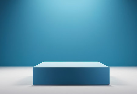 Abstract blue studio background with podium. 3d render. Mock upの素材