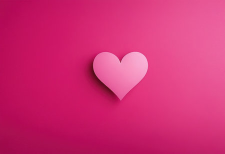 Paper heart on pink background. Valentines day concept. Copy space.の素材