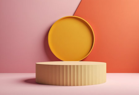 3d render, abstract minimal geometric forms, podium for your designの素材