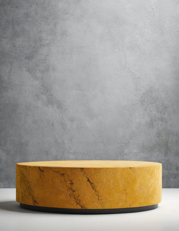 Product display podium on concrete wall background. Mock up, 3D Renderingの素材