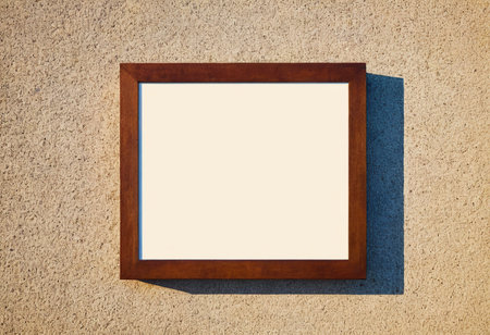 Blank picture frame on cement wall background. 3D Renderingの素材