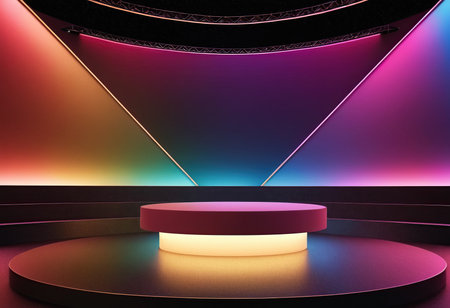 3d rendering of abstract background with podium. Platform for product display.の素材