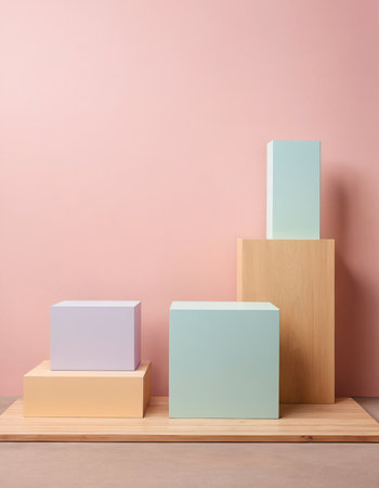 Podium for product display on pink background. 3d rendering.の素材