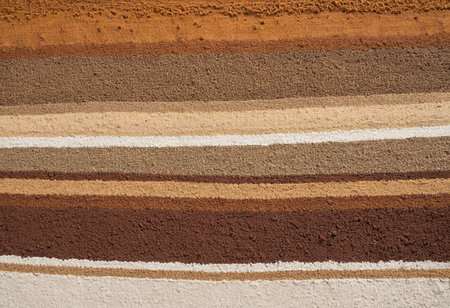 The texture of the soil. The surface of the soil with stripes.の素材