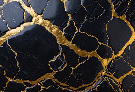 black marble texture background with gold pattern, high resolution photo. Full depth of field.の素材