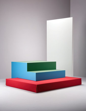 3d render of colorful pedestal with blank space for your designの素材