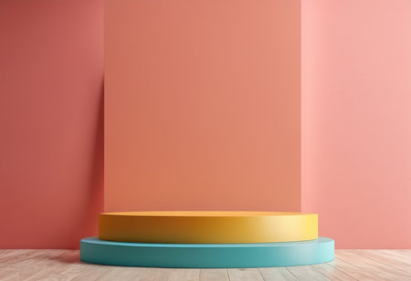 3d render of abstract geometric forms. Minimal scene with podiums.の素材