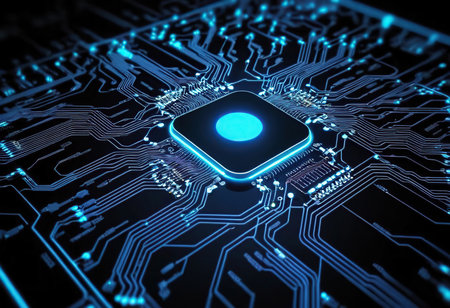 Circuit board background. 3d rendering, 3d illustration.の素材