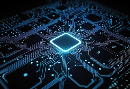 Circuit board background. Technology and science concept. 3D Renderingの素材