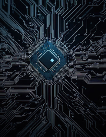 Circuit board background. Electronic computer hardware technology. Motherboard digital chip. 3D renderingの素材