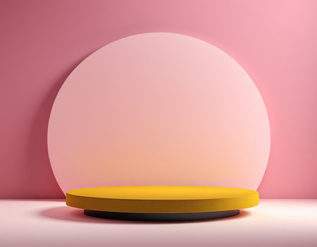 3d rendering of podium for product presentation. Abstract minimal scene with round platform.の素材