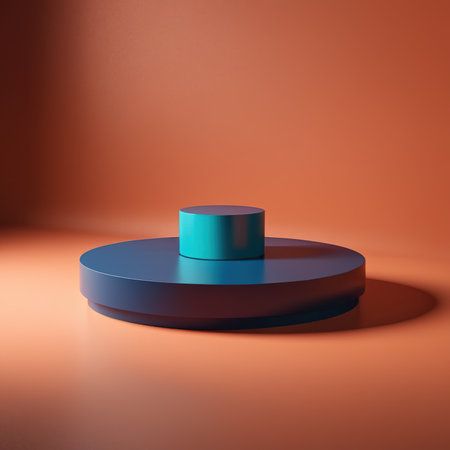 3d render of abstract geometric shapes. Minimal scene with podium for product presentation.の素材