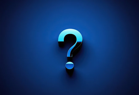 Blue question mark on blue background. 3d illustration. Question mark icon.の素材