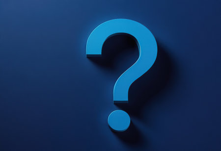 Blue question mark on a blue background. 3d rendering, 3d illustration.の素材