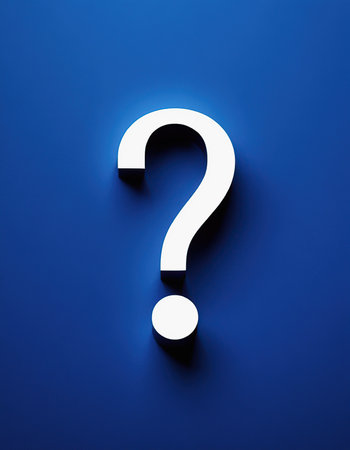 Illustration of a question mark on a blue background - 3d renderの素材