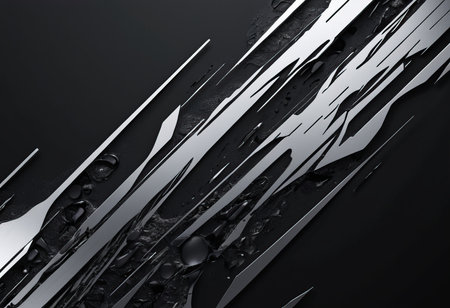 3d illustration of abstract geometric composition, black and white background, computer generated imagesの素材