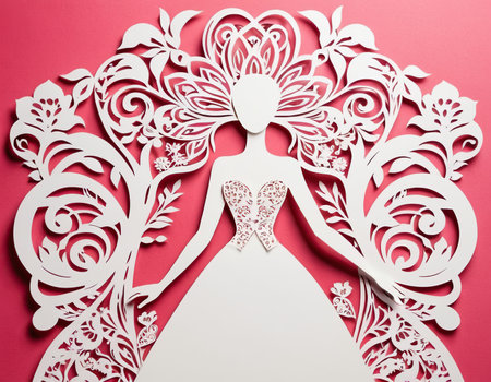 Wedding dress on a pink background. Wedding dress on a pink backgroundの素材