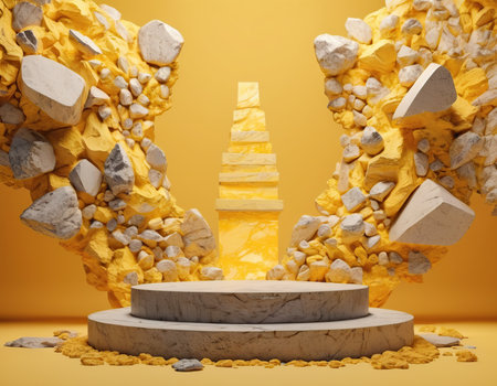 Abstract scene podium mockup for product presentation. Award ceremony concept. 3d renderの素材