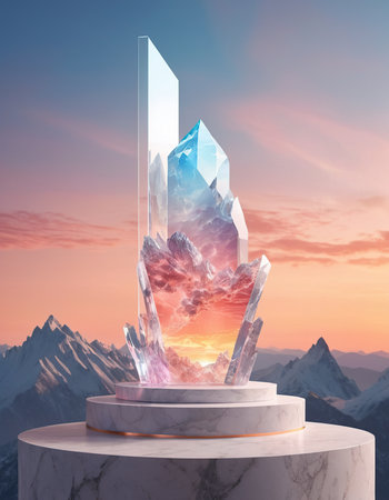 Fantasy landscape with icebergs in the sky. 3d renderingの素材