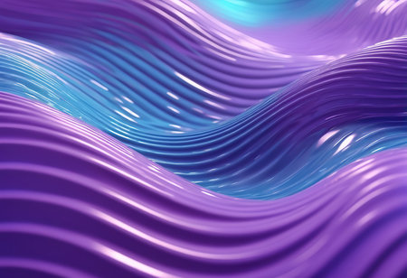 Purple wavy background. 3d rendering, 3d illustration.の素材