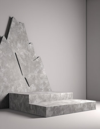 Minimalist concrete product display podium for your design. 3D renderingの素材