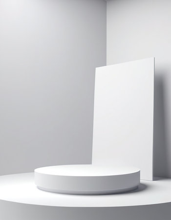 White podium on a white background. 3d rendering, mock upの素材