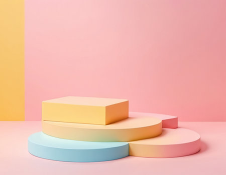 Abstract scene podium mockup for product presentation in minimalism style. 3d renderの素材