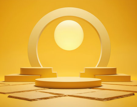Abstract scene podium mockup. Award ceremony concept. 3d renderの素材