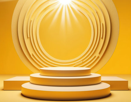Abstract scene podium mockup. Award ceremony concept. 3d renderの素材