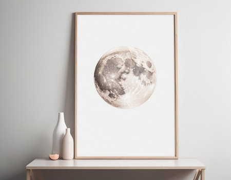 Mock up poster frame in interior background, 3d render illustrationの素材