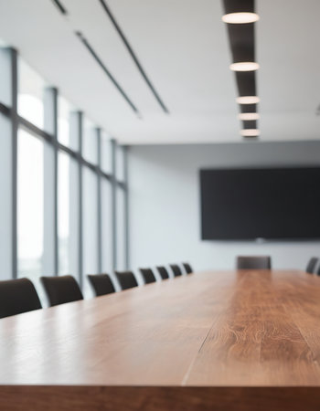 Table and chairs in meeting room, blur background, business concept.の素材
